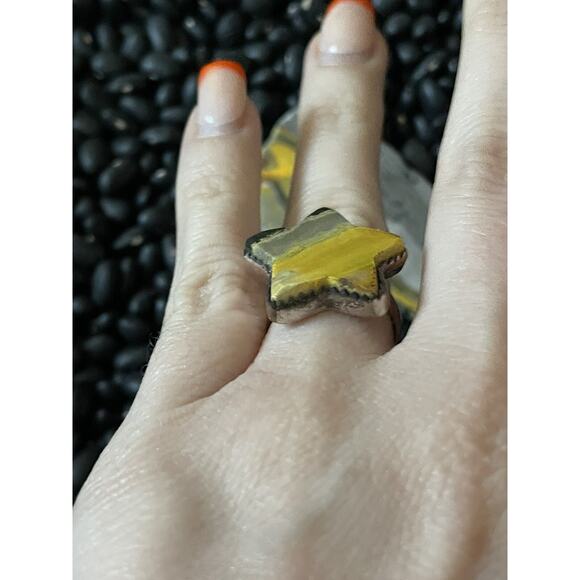 Sterling Silver💛Bumblebee Jasper Space Star⭐️Ring~Celestial Space~Size 6 - Picture 3 of 5